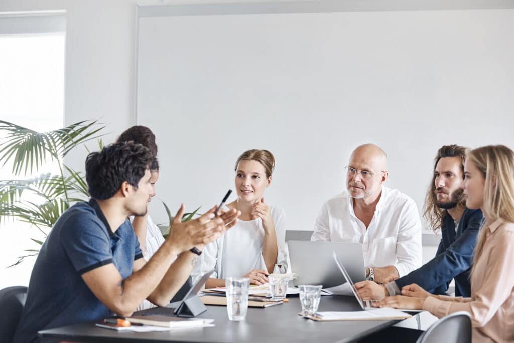 Multi-ethnic colleagues planning in meeting
